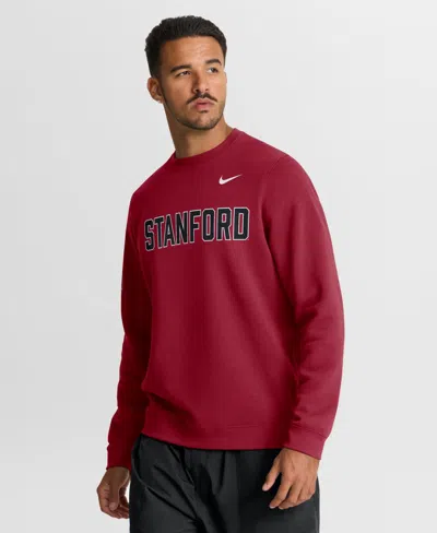 Nike Men's Stanford Cardinal 2026 Sideline Club Long-sleeve Fleece Sweatshirt In Red