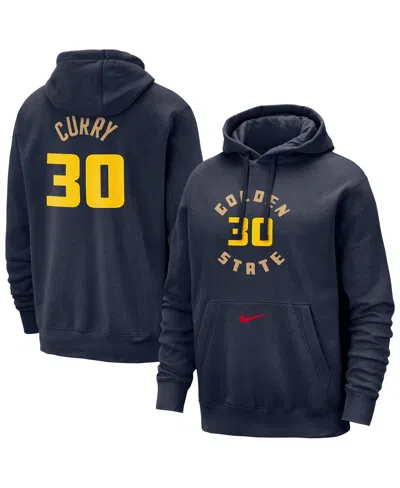 Nike Men's Stephen Curry Navy Golden State Warriors 2024/25 City Edition Name Number Pullover Hoodie In Blue