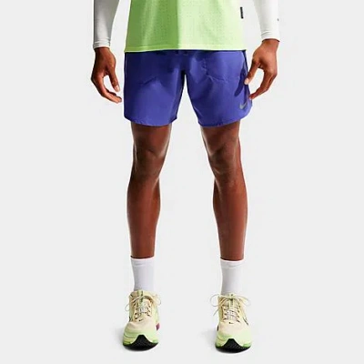 Nike Men's Stride Dri-fit Brief-lined 7" Running Shorts In Blue