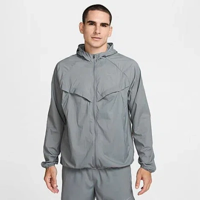 Nike Stride Dri-fit Uv Hooded Running Jacket In Gray