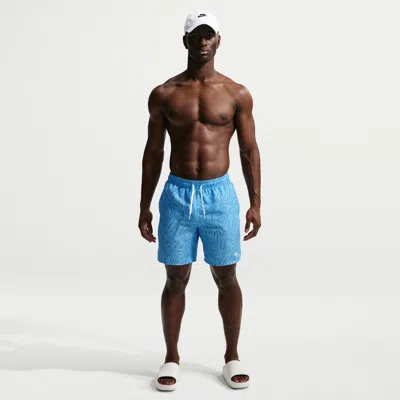 Nike Men's Swim Breaker 7" Brief-lined Volley Short In Blue