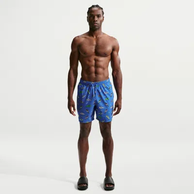 Nike Men's Swim Breaker 7" Brief-lined Volley Short In Blue