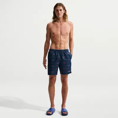 Nike Men's Swim Breaker 7" Brief-lined Volley Short In Blue
