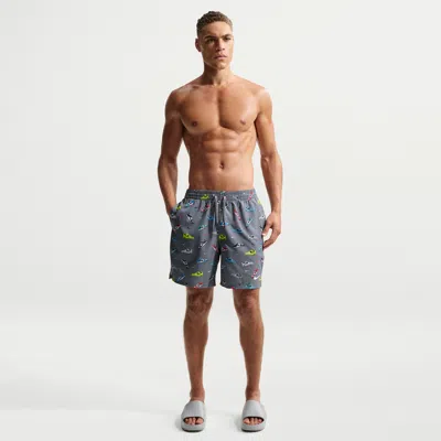 Nike Men's Swim Breaker 7" Brief-lined Volley Short In Gray