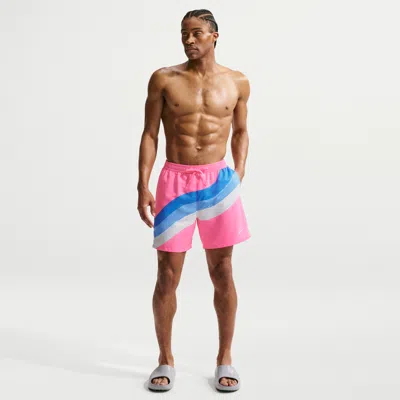 Nike Men's Swim Breaker 7" Fully Lined Volley Short In Pink