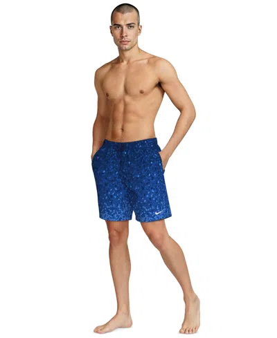 Nike Men's Swim Breaker Brief-lined Volley Swim Shorts, 7" Inseam In Blue