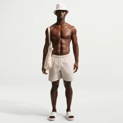 Nike Men's Swim Breaker Ripple Texture 7" Brief-lined Volley Short In Gray