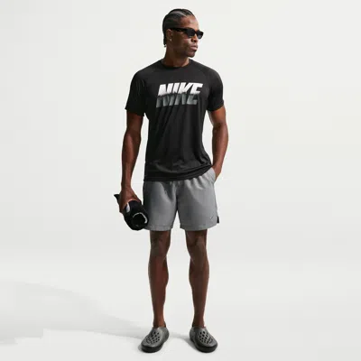 Nike Men's Swim Fadeaway Essential 7" Fully Lined Volley Short In Gray