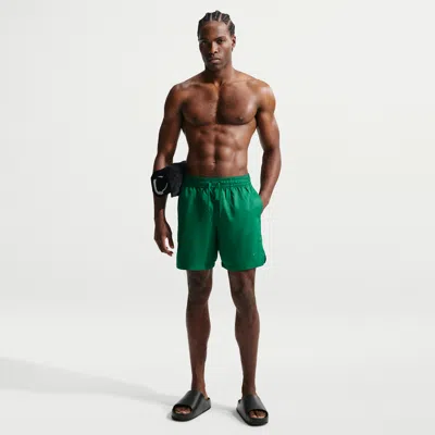 Nike Men's Swim Fadeaway Essential 7" Fully Lined Volley Short In Green