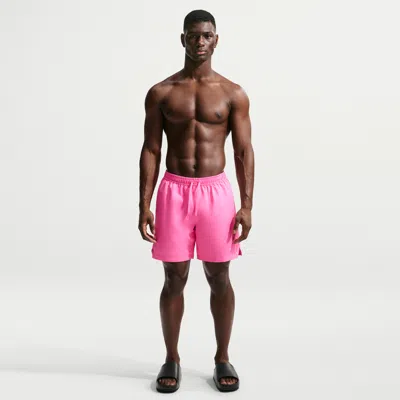 Nike Men's Swim Fadeaway Essential 7" Fully Lined Volley Short In Pink