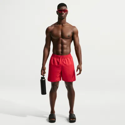 Nike Men's Swim Fadeaway Essential 7" Fully Lined Volley Short In Red