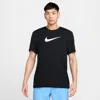 Nike Big Boys Solid Short Sleeves Hydroguard Rashguard In Black