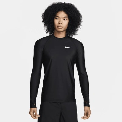 Nike Men's Swim Whitewater Long-sleeve Rashguard In Black