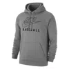 Nike Men's Swoosh Club Fleece Baseball Pullover Hoodie In Grey