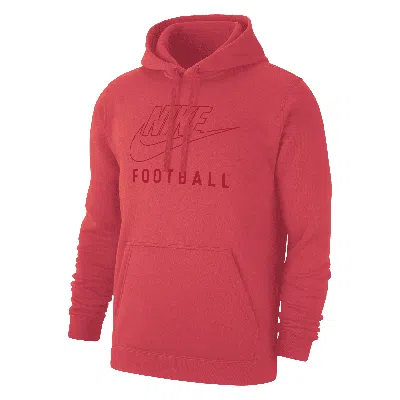 Nike Men's Swoosh Club Fleece Football Pullover Hoodie In Red