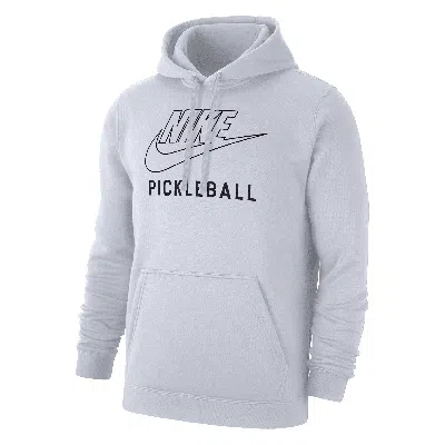 Nike Men's Swoosh Club Fleece Pickleball Pullover Hoodie In White