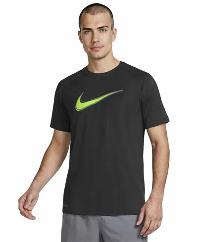 Nike Men's Swoosh Outline Hydro Guard Swim Shirt In Black