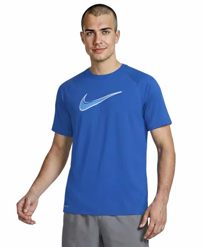 Nike Men's Swoosh Outline Hydro Guard Swim Shirt In Blue