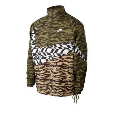 Nike Men's Swoosh Woven Half-zip Jacket In Cargo Camo/khaki In Multi