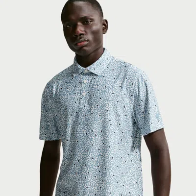 Nike Floral Dri-fit Perforated Golf Polo In Blue