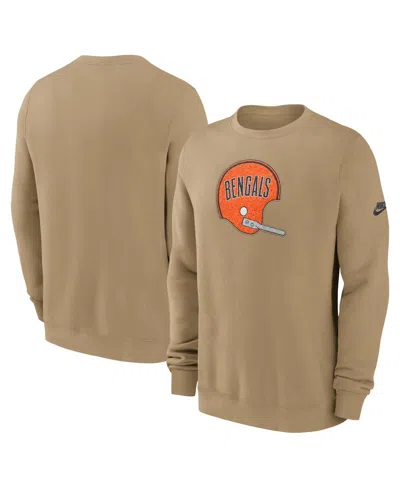 Nike Men's Tan Cincinnati Bengals Swing Pass Rewind Club Pullover Sweatshirt In Brown