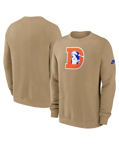 Nike Men's Tan Denver Broncos Swing Pass Rewind Club Pullover Sweatshirt In Brown