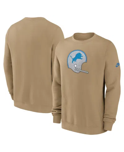 Nike Tan Detroit Lions Swing Pass Rewind Club Pullover Sweatshirt In Brown