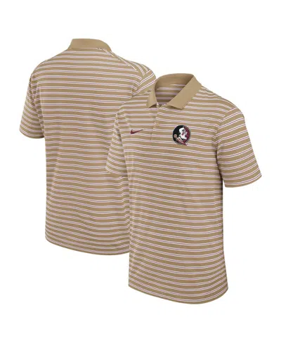 Nike Men's Tan Florida State Seminoles Athletic Prep Striped Performance Polo Shirt In Brown