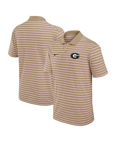 Nike Men's Tan Georgia Bulldogs Athletic Prep Striped Performance Polo Shirt