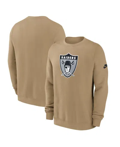 Nike Men's Tan Las Vegas Raiders Swing Pass Rewind Club Pullover Sweatshirt In Neutral