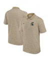 Nike Men's Tan Michigan State Spartans Athletic Prep Striped Performance Polo Shirt In Multi