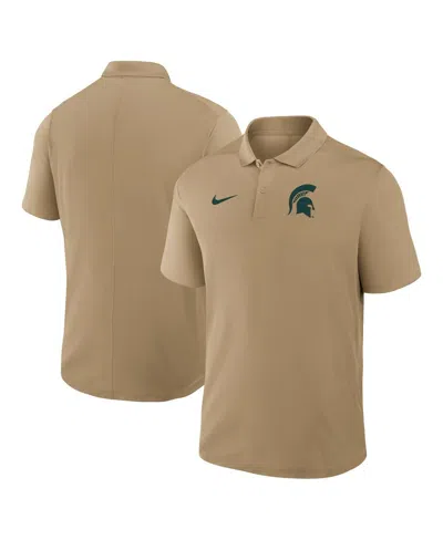 Nike Men's Tan Michigan State Spartans Primetime Victory Primary Logo Performance Polo Shirt In Brown