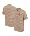 Nike Men's Tan Ohio State Buckeyes Athletic Prep Striped Performance Polo Shirt In Red