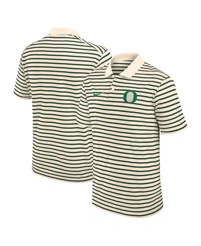 Nike Tan Oregon Ducks Primary Logo Striped Dri-fit Polo In Multi