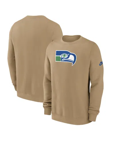 Nike Men's Tan Seattle Seahawks Swing Pass Rewind Club Pullover Sweatshirt In Brown