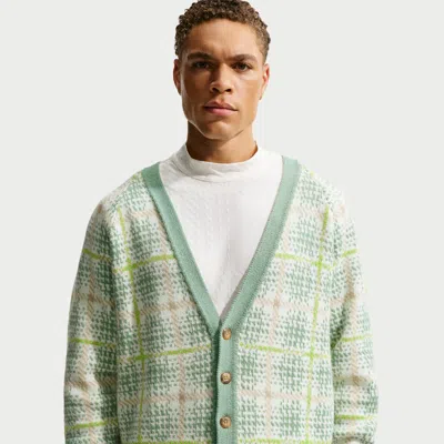 Nike Men's Tartan Loose Golf Cardigan In Green
