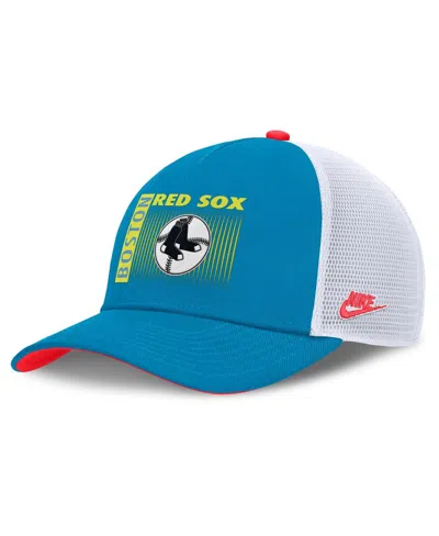 NIKE MEN'S TEAL BOSTON RED SOX NEON 90S RISE STRUCTURED PERFORMANCE ADJUSTABLE TRUCKER HAT