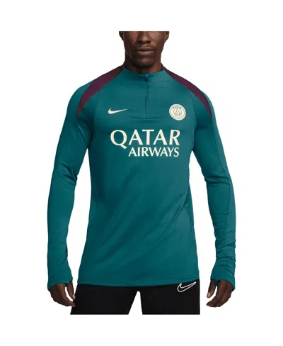 Nike Men's Teal Paris Saint-germain 2024/25 Strike Drill Performance Quarter-zip Long Sleeve Top