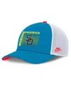 Nike Teal San Diego Padres Neon 90s Rise Structured Performance Adjustable Trucker Hat In Blue