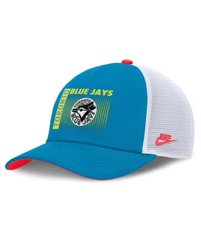 NIKE MEN'S TEAL TORONTO BLUE JAYS NEON 90S RISE STRUCTURED PERFORMANCE ADJUSTABLE TRUCKER HAT