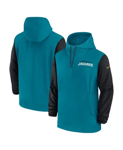 Nike Men's Teal/black Jacksonville Jaguars 2024/25 Sideline Pre-game Player 1/2-zip Hoodie Jacket In Teal,black