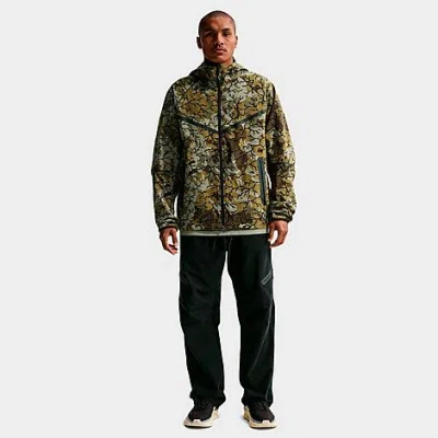 Nike Men's Tech Allover Camo Print Woven Full-zip Windrunner Jacket In Green