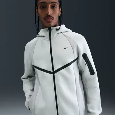 Nike Men's Tech Color-block Full-zip Fleece Windrunner Jacket In Gray