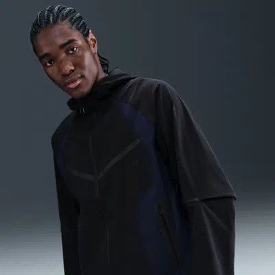 Nike Men's Tech Dri-fit Woven Color-block Windrunner Loose Jacket In Black