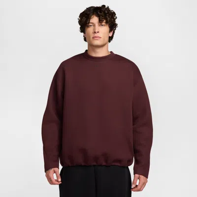 Nike Men's Tech Fleece Crew In Burgundy Crush/black