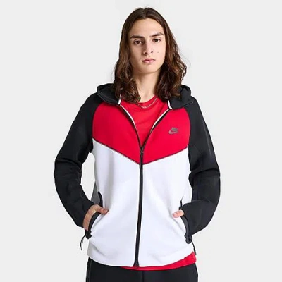 Nike Men's Tech Fleece Windrunner Full-zip Hoodie In White/black/university Red/black