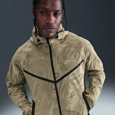 Nike Men's Tech Full-zip Woven Windrunner Jacket In Brown