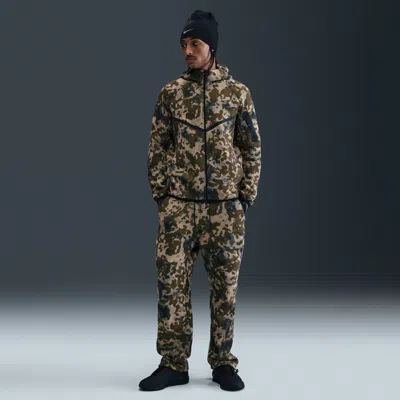 Nike Men's Tech Open-hem Fleece Camo Pants In Green