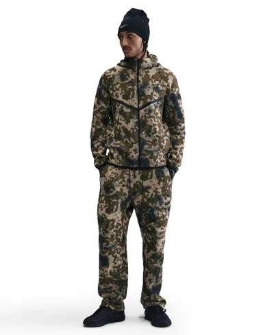 Nike Men's Tech Fleece Camo Open-hem Pants In Green