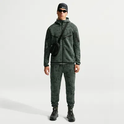 Nike Men's Tech Slim Fleece All-over-print Jogger Pants In Green